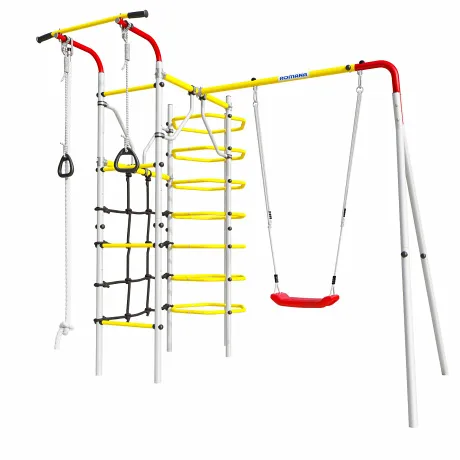 Дачный комплекс Космос + ПЛАСТИКОВЫЕ качели Romana 103.21.05 (красный/желтый/белый)