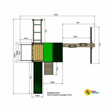 Детская игровая площадка Babygarden Play 8 зеленый - Фото 6