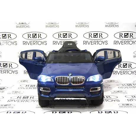 Электромобиль RiverToys BMW-X6 BLUE-GLANEC - Фото 14