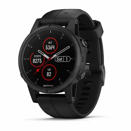 GPS-часы Garmin FENIX 5S PLUS SAPPHIRE черные с черным ремешком
