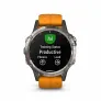 Мультиспортивные часы Garmin FENIX 5 PLUS SAPPHIRE титановый с оранжевым ремешком - Фото 7