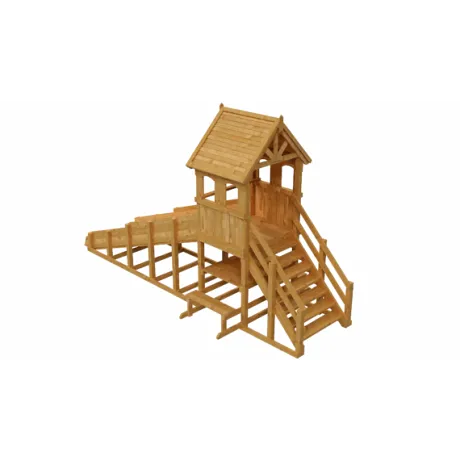 Зимняя деревянная заливная горка "Выше всех" Теремок 1, пропитка каштан - Фото 4