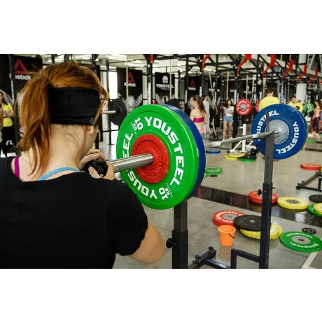 Профессиональные соревновательные каучуковые диски Yousteel 20 кг синий - Фото 3