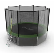 Батут с внешней сеткой и лестницей EVO JUMP External 12ft (Green) + нижняя сеть