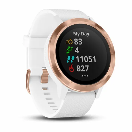 Умные часы с встроенным GPS Garmin VIVOACTIVE 3 золотистые с белым ремешком - Фото 2
