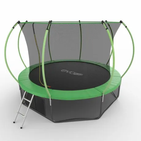 Батут с внутренней сеткой и лестницей EVO JUMP Internal 12ft (Green) + нижняя сеть - Фото 4