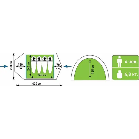 Палатка туристическая Аtemi TAIGA 4 CX - Фото 2