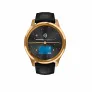 Смарт-часы Garmin VIVOMOVE LUXE золотистые черные с кожаным ремешком - Фото 2