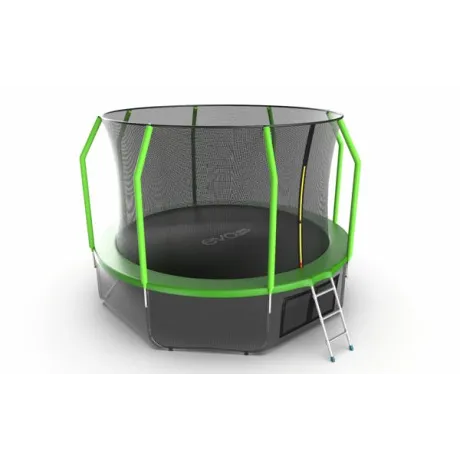 Батут с внутренней сеткой и лестницей EVO JUMP Cosmo 12ft (Green) + нижняя сеть - Фото 4