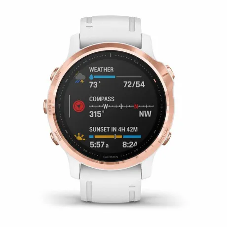 Часы Garmin FENIX 6S Pro розовое золото с белым ремешком - Фото 5