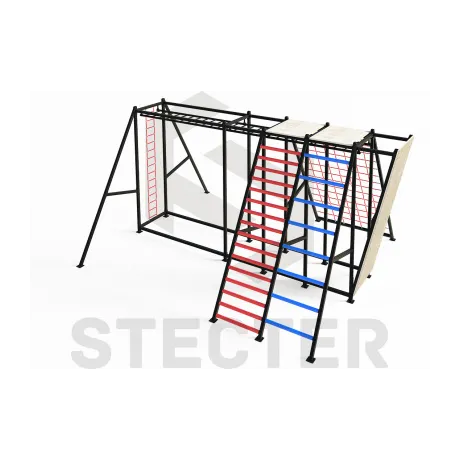 STECTER Комплекс "Царь Горы" (рукоход, скалодром, канатная сетка, лестницы с переменным шагом и канатом)