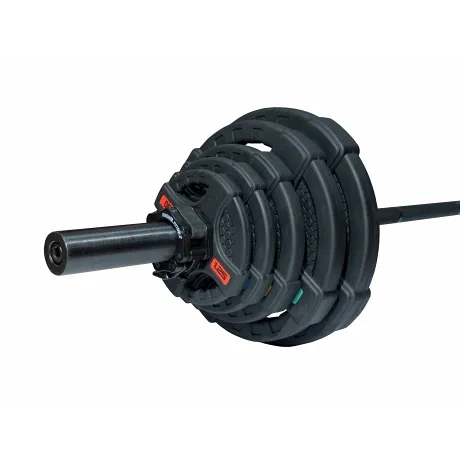 Штанга олимпийская OriginalFitTools 88 кг (диски с двумя хватами, черный гриф) - Фото 9