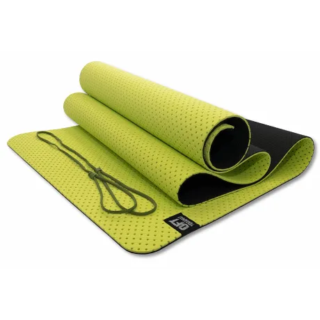 Мат для йоги 6 мм OriginalFitTools двухслойный перфорированный оливковый