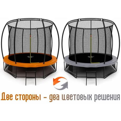 Батут Triumph Nord премиальный 305 см двухцветный серый/оранжевый с лестницей - Фото 2