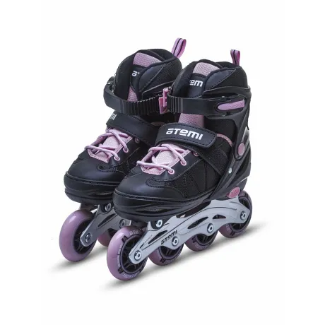 Ролики раздвижные Atemi, AIS01AS, S (30-33), PU64, 82A, ABEC-7 Carbon, SB, черно-розовые