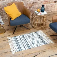 Хлопковый коврик Homfox 60x90 см бежевый, черный