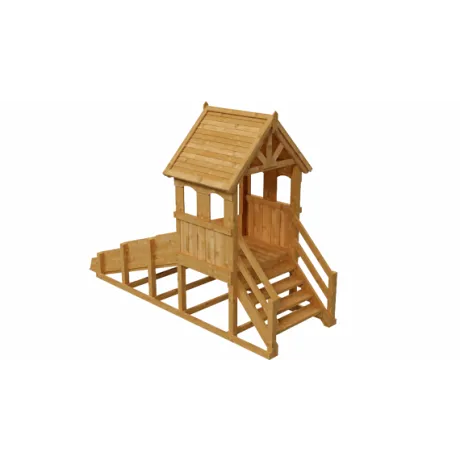 Зимняя деревянная заливная горка "Выше всех" Теремок, пропитка каштан - Фото 4