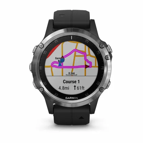 Мультиспортивные часы Garmin FENIX 5 PLUS серебристый с черным ремешком - Фото 8