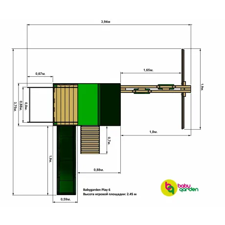Детская игровая площадка Babygarden Play 6 зеленый - Фото 7