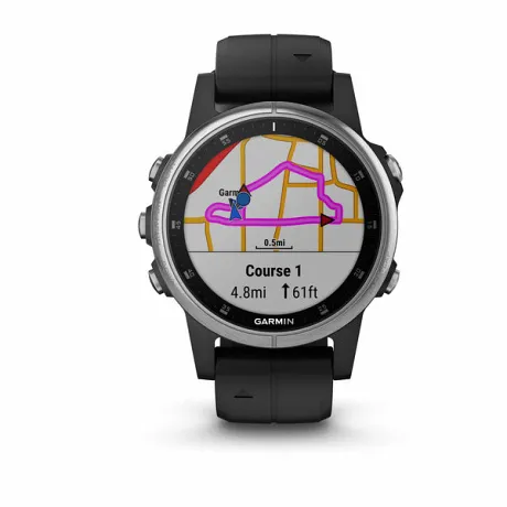 GPS-часы Garmin FENIX 5S PLUS черные с черным ремешком - Фото 4
