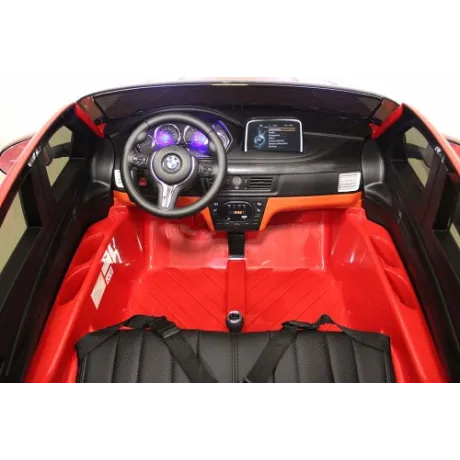 Детский электромобиль RiverToys BMW X6 M JJ2168 (красный, белый, черный) - Фото 6