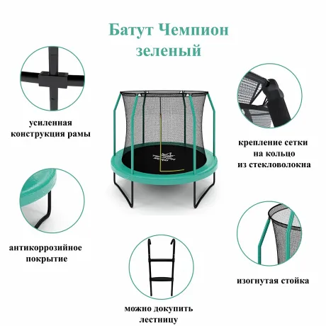 Батут для дачи с сеткой Триумф Норд Чемпион 244 см - Фото 8